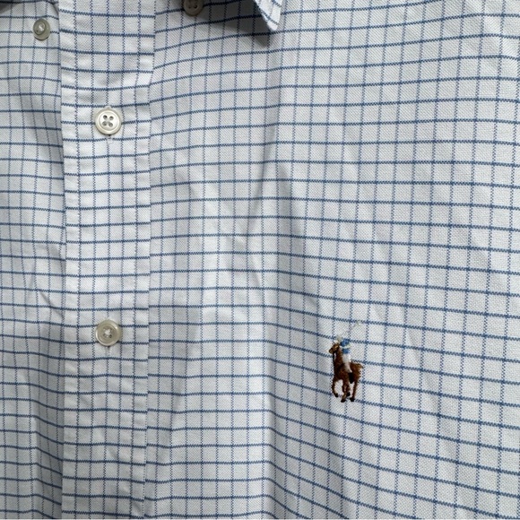 Ralph Lauren Yarmouth Dress Shirt White Blue Check Men’s 17-35 100% Cotton - Picture 4 of 6